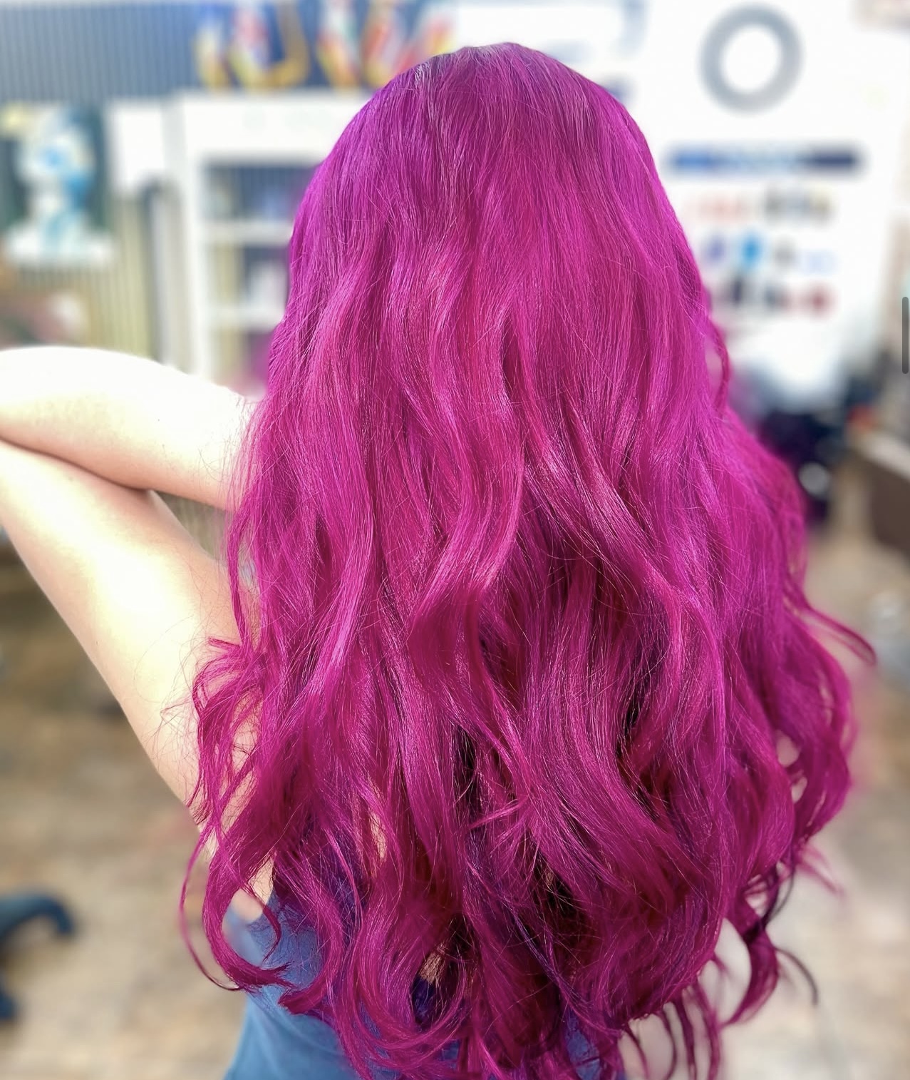 Bright magenta waves viewed from behind
